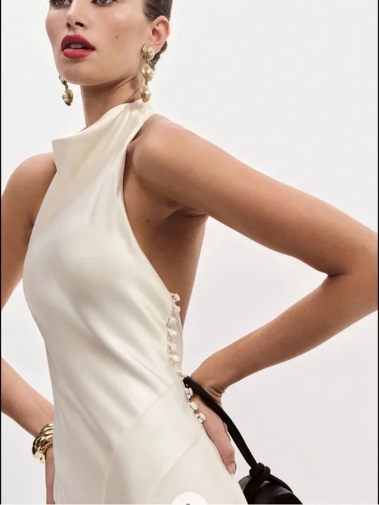 Reformation Roy Cream High-Neck Maxi Gown - Picture 2 of 16